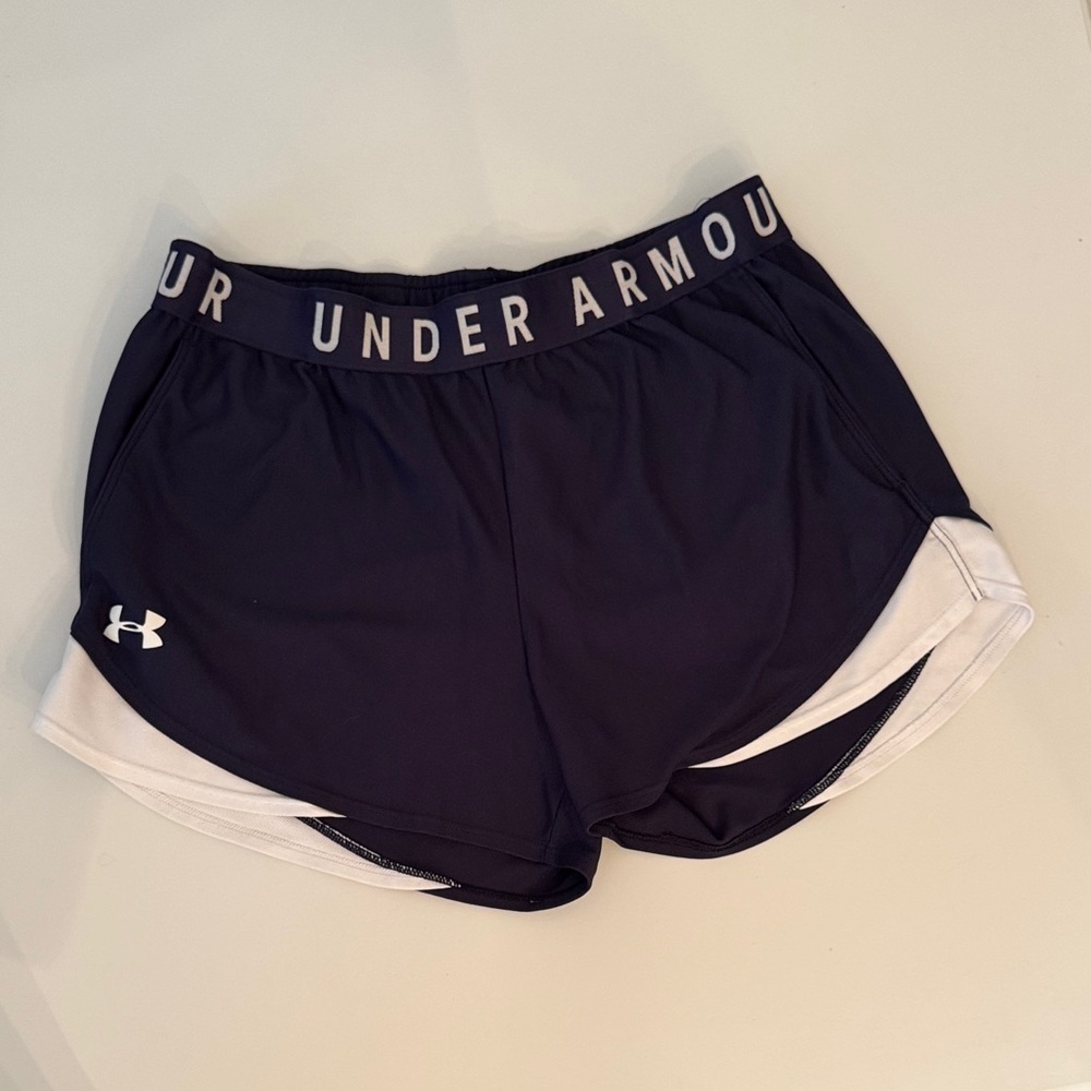 Under Armour Women's navy and white shorts